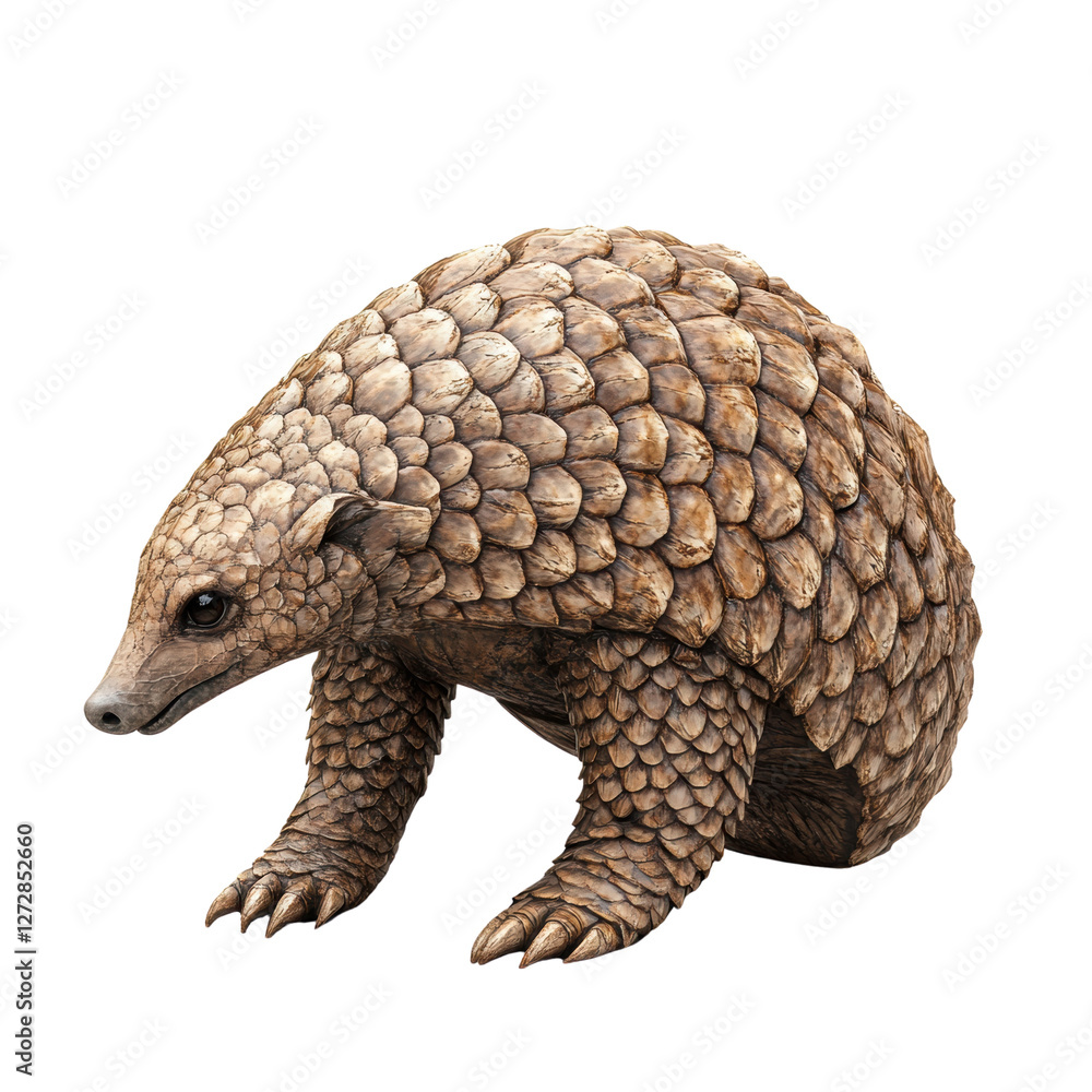Unique Pangolin: Nature's Scaly Marvel on a white background. Unique Pangolin: Nature's Scaly Marvel on a white background.