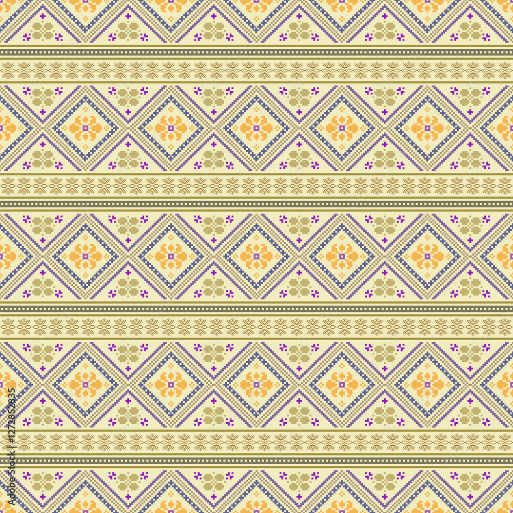 Fototapeta premium Beautiful retro seamless pattern design by geometric 