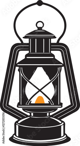 Classics 80's style Lantern silhouette vector on white background.