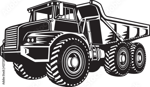 silhouette of articulated haulerr vector isolated on white background.