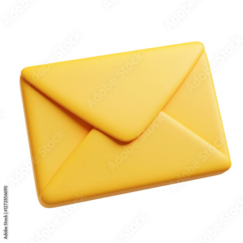 Yellow 3D Envelope Icon Digital Mail Message Communication,