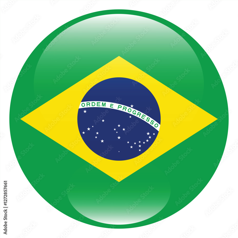 Fototapeta premium Brazil circle flag logo icon digital vector illustration