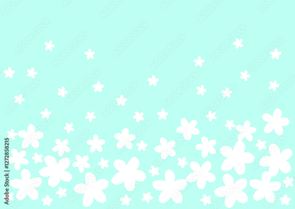 たくさんの白い花の壁紙　背景　水色