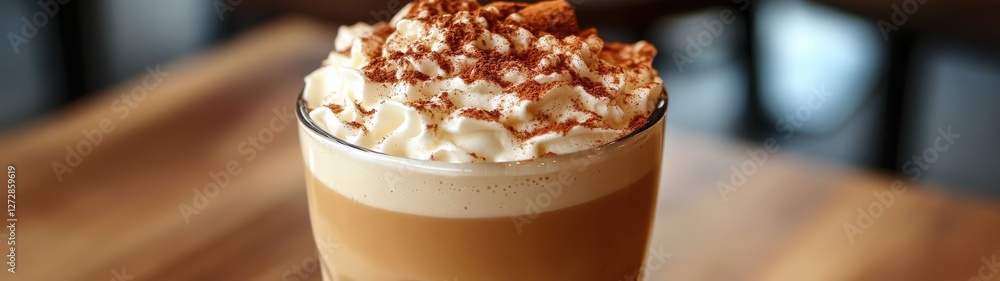 Fototapeta premium Delicious coffee topped with whipped cream.