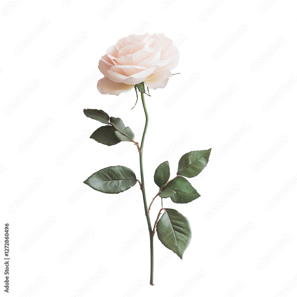 Obraz premium Single pale pink rose isolated on black background elegant floral beauty nature blossom