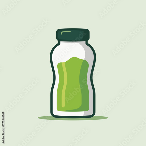 Green juice bottle on pastel background, freshness concept