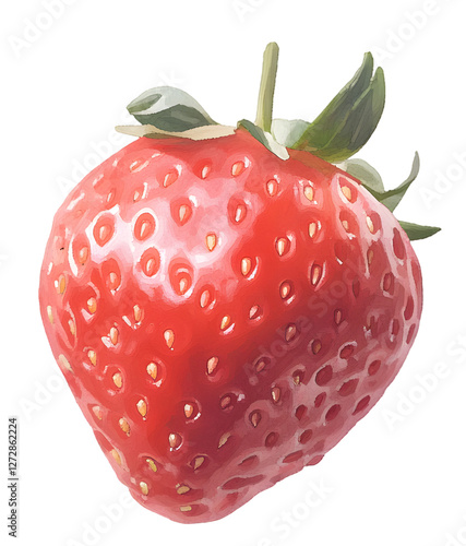 Hyper-Realistic Painting of a Strawberry – PNG with Transparent Background