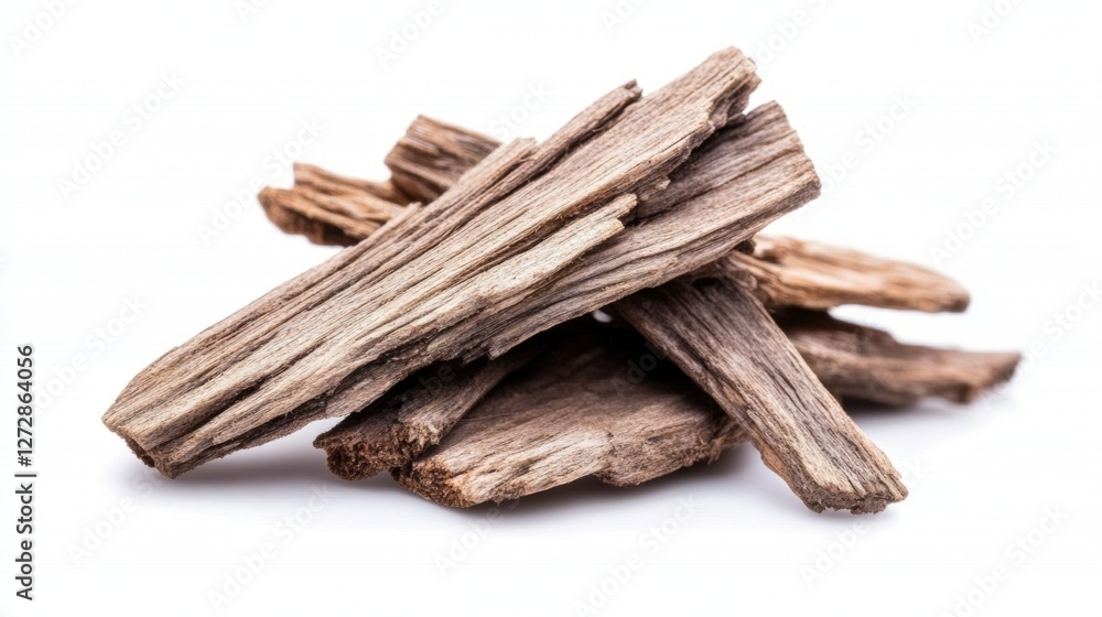 Natural Pile of Dried Wood Sticks with Textured Surfaces on White Background Natural Pile of Dried Wood Sticks with Textured Surfaces on White Background