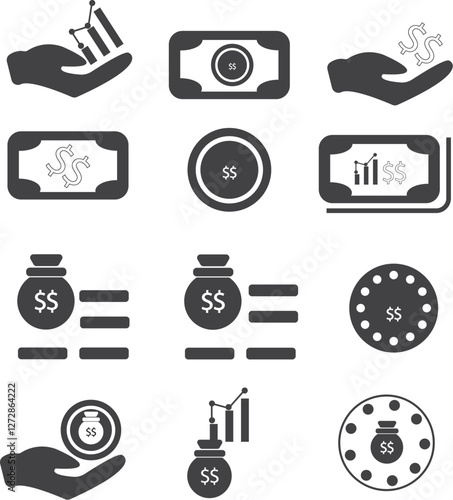 Money Icon Set – Black Version