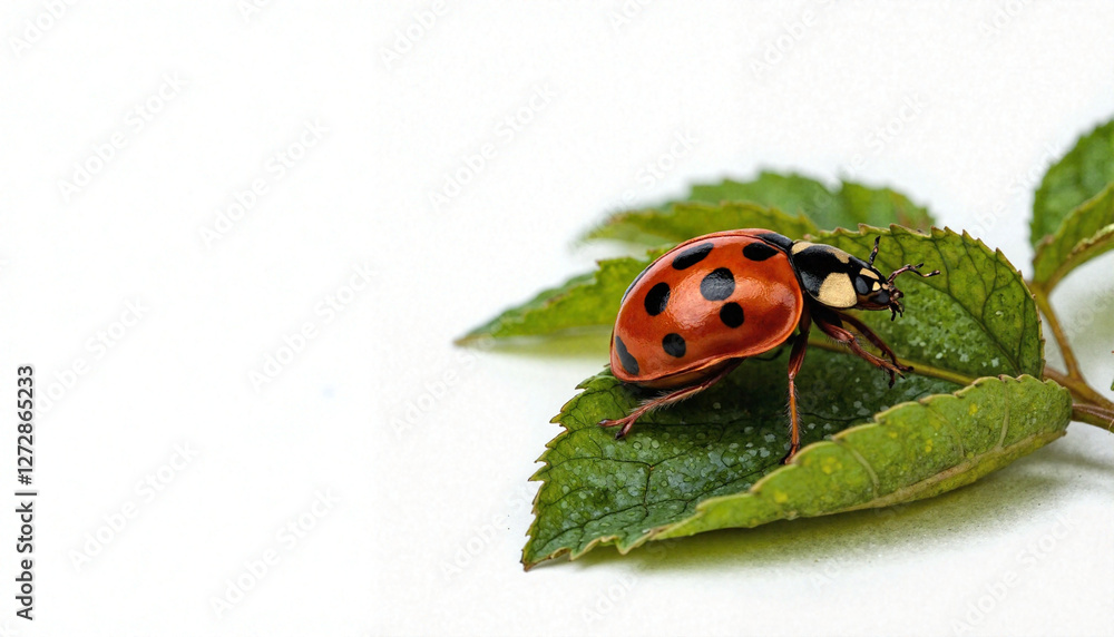 Fototapeta premium Ladybug on green leaf