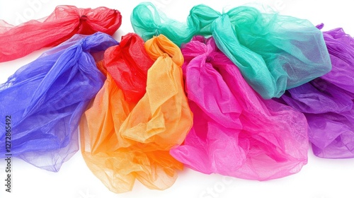 Wallpaper Mural Vibrant and Colorful Sheer Fabric Scarves Laid Out in Layered Arrangement on White Background Torontodigital.ca