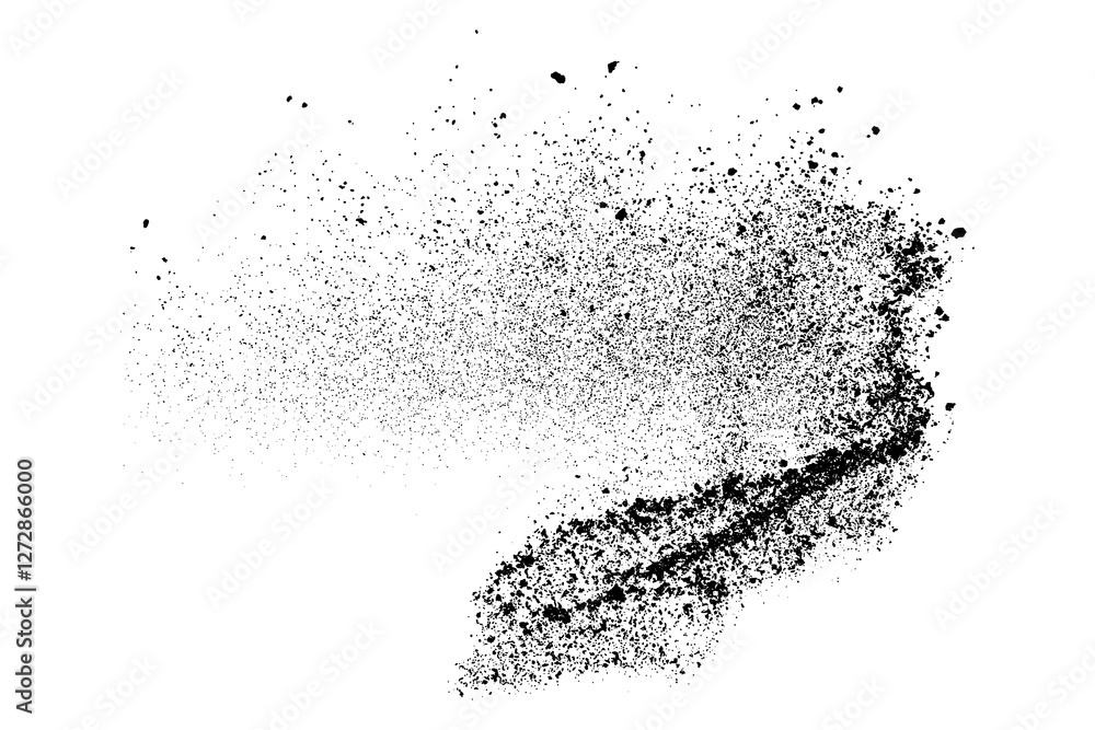 Splash black paint on transparent background. Grunge texture. Ink splatter. Water drop pattern. PNG format.
