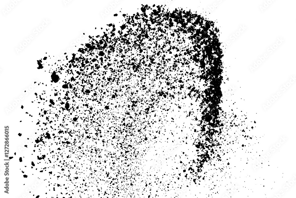 Splash black paint on transparent background. Grunge texture. Ink splatter. Water drop pattern. PNG format.