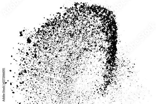 Obraz na płótnie Splash black paint on transparent background. Grunge texture. Ink splatter. Water drop pattern. PNG format. w salonie