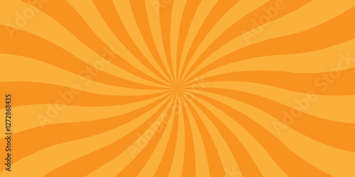 Modern seamless retro vintage burst sunrise sunbeam element spiral striped illustration sunray template wallpaper design. Vector orange sun rays sunburst texture background.	

