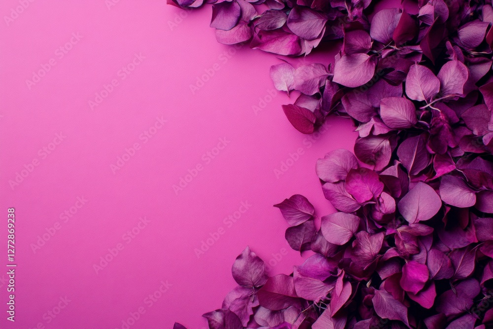 Obraz premium Vibrant Purple Leaves on Pink Background for Creative Projects