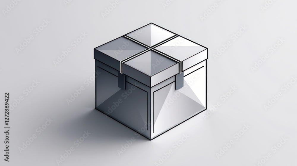 Geometric Glass Cube with Reflective Surfaces and Modern Design for Abstract Art