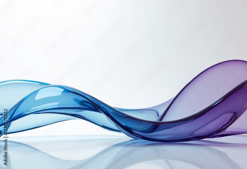 Obraz premium Elegant Blue and Purple Gradient Background: Smooth Curve, Glassy Texture, Simple White Backdrop, Luxurious Style, Modern Graphic Design, Product Highlight.