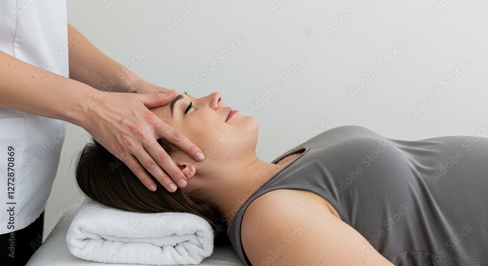 Fototapeta premium Gentle Prenatal Head Massage: Relaxation and Well-being for Expecting Mothers