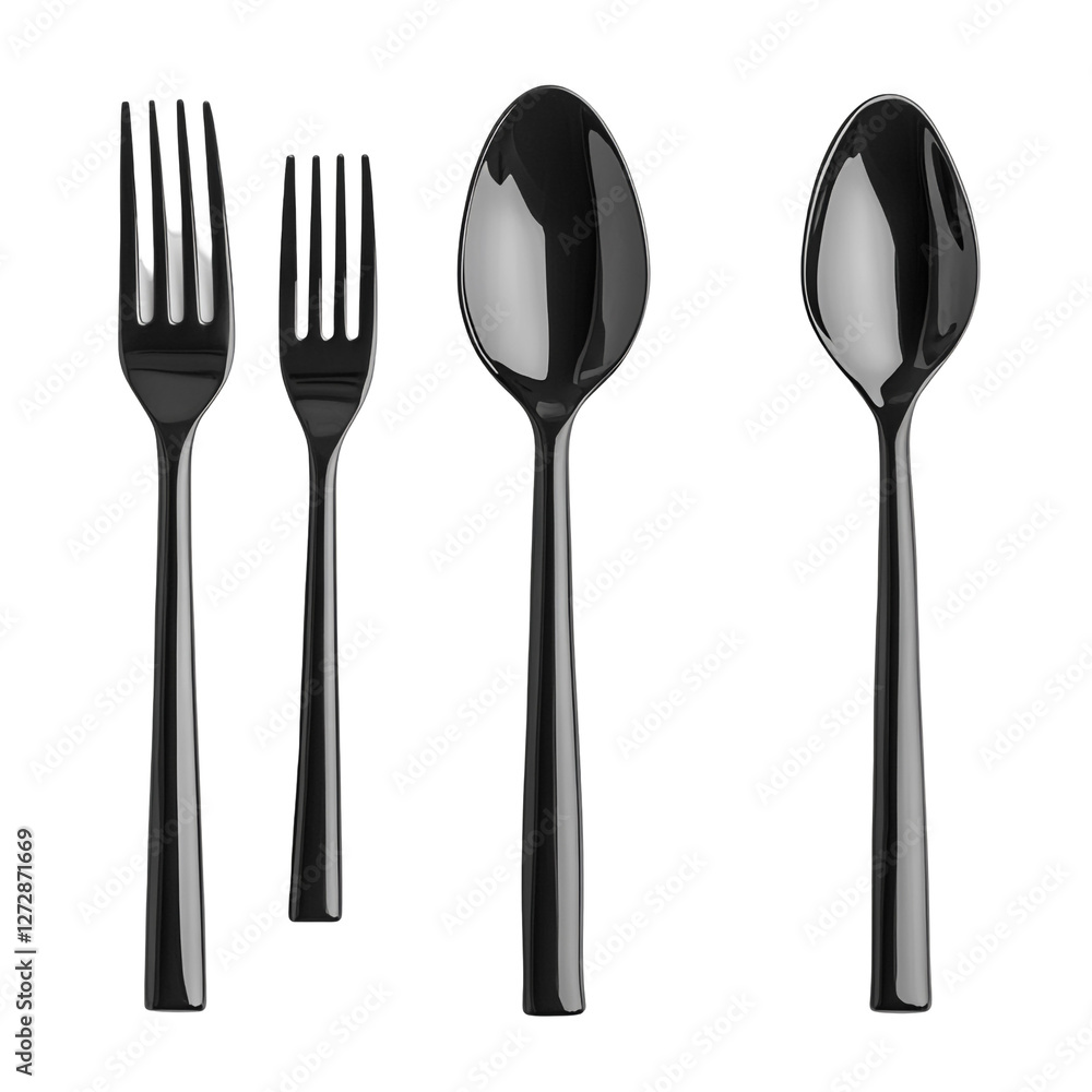 Black cutlery set spoons and forks elegant design, Black cutlery set spoons and forks elegant design,