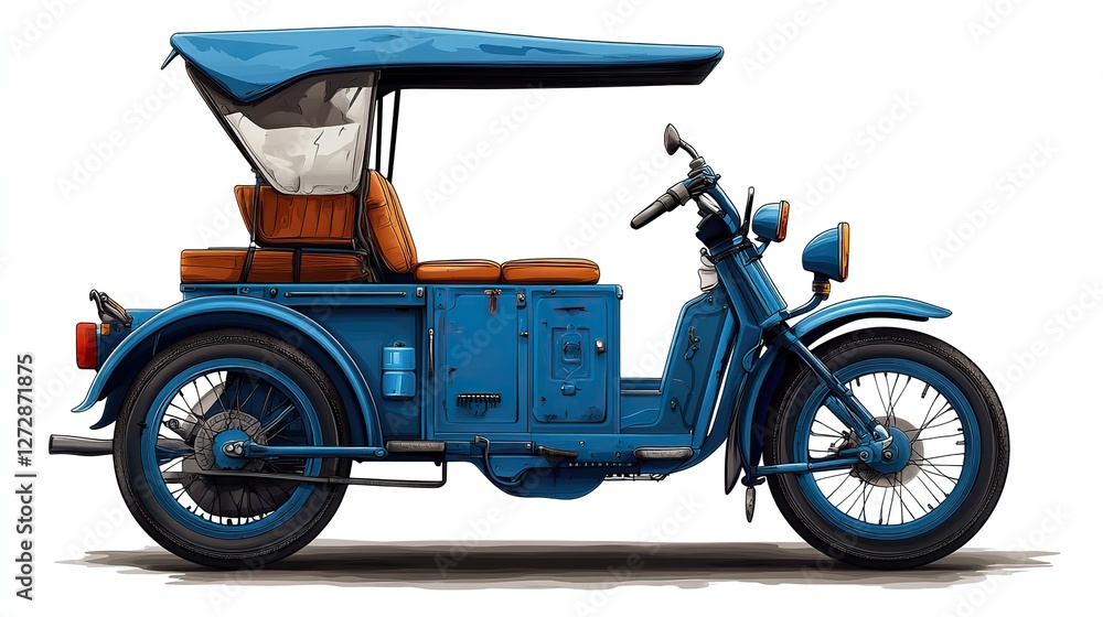 Obraz premium detailed png illustration of a modern pedicab with transparent background for versatile use in urban transportation,eco friendly design projects