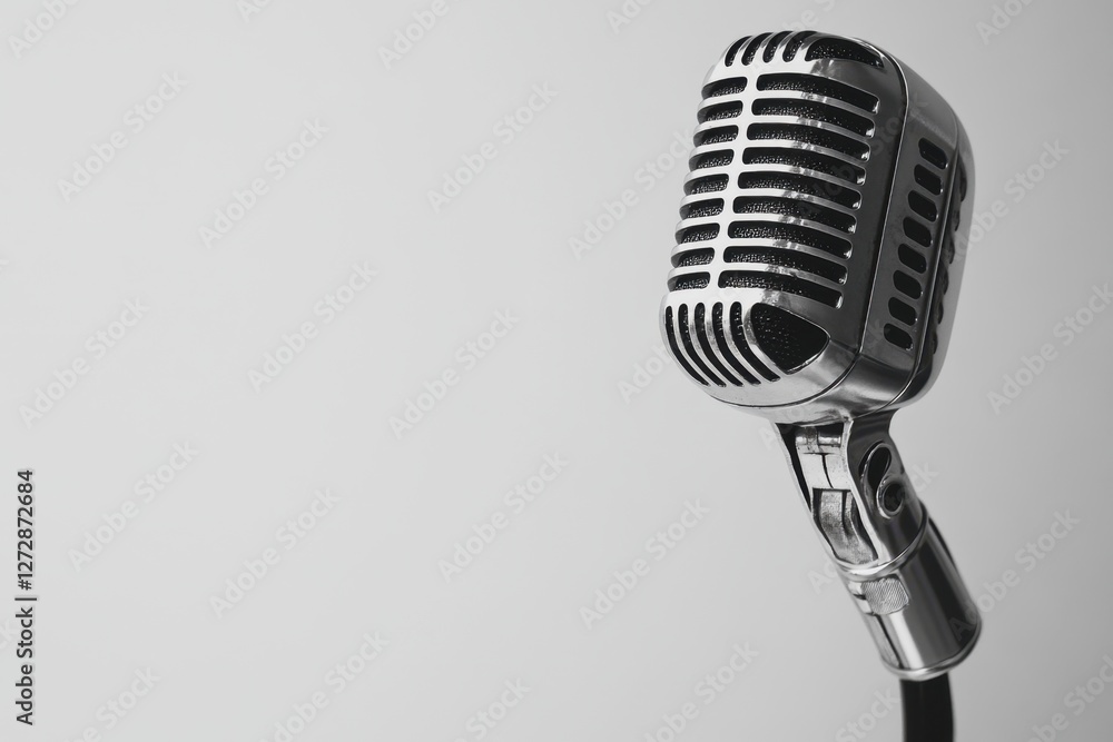 Fototapeta premium Classic microphone captures a timeless era of broadcasting and music