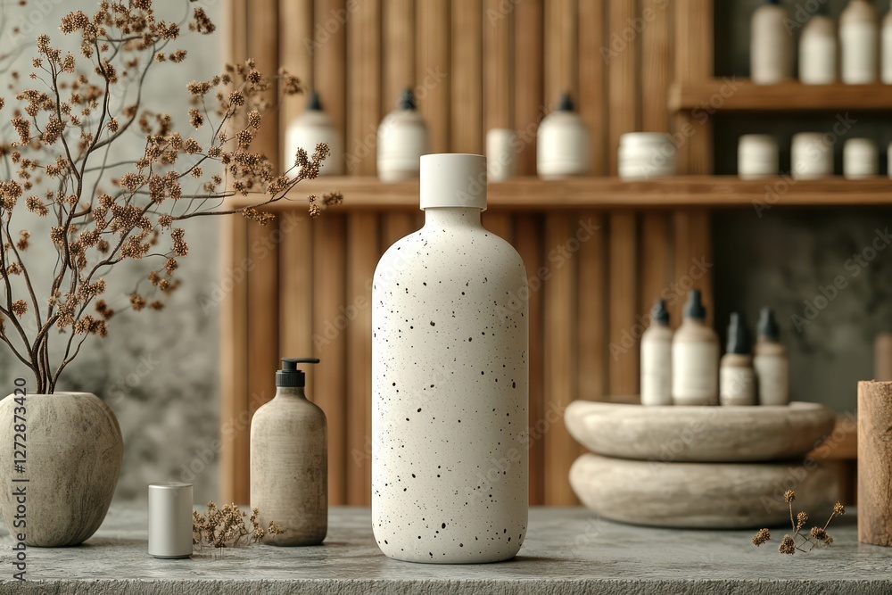 Spa Products Mockup: Serenity and Wellness in a Minimalist Setting Spa Products Mockup: Serenity and Wellness in a Minimalist Setting