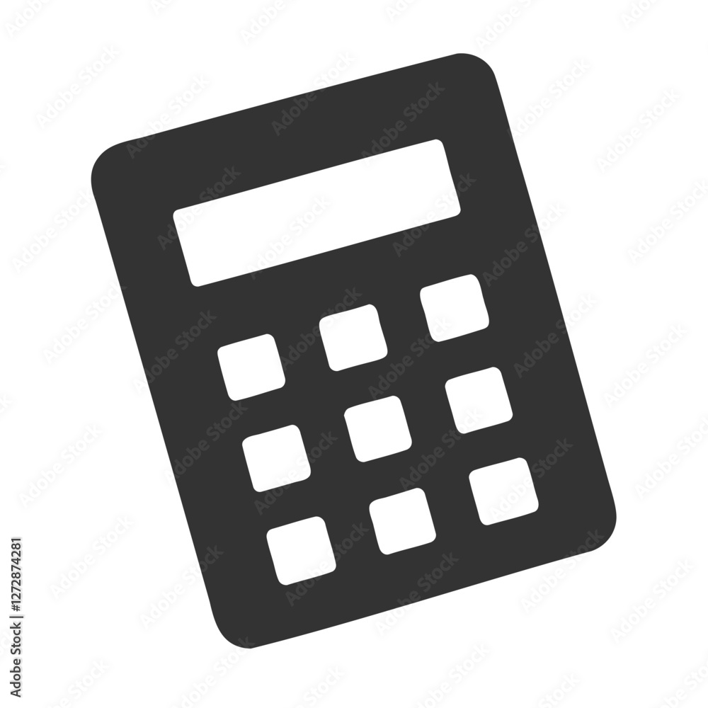 Simple black and white calculator icon, A solid grayscale graphic of a calculator Simple black and white calculator icon, A solid grayscale graphic of a calculator