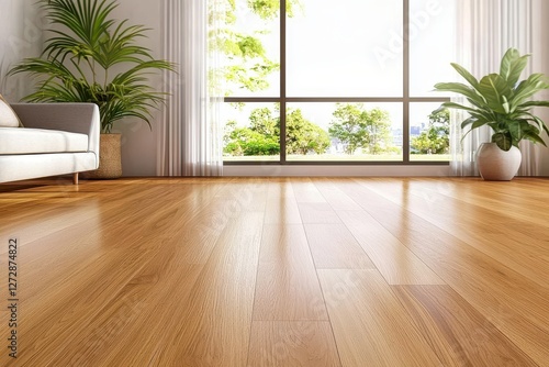 Wallpaper Mural Bright Interior Space with Wooden Floor and Plants near Window for Home Decor and Design Inspiration Torontodigital.ca