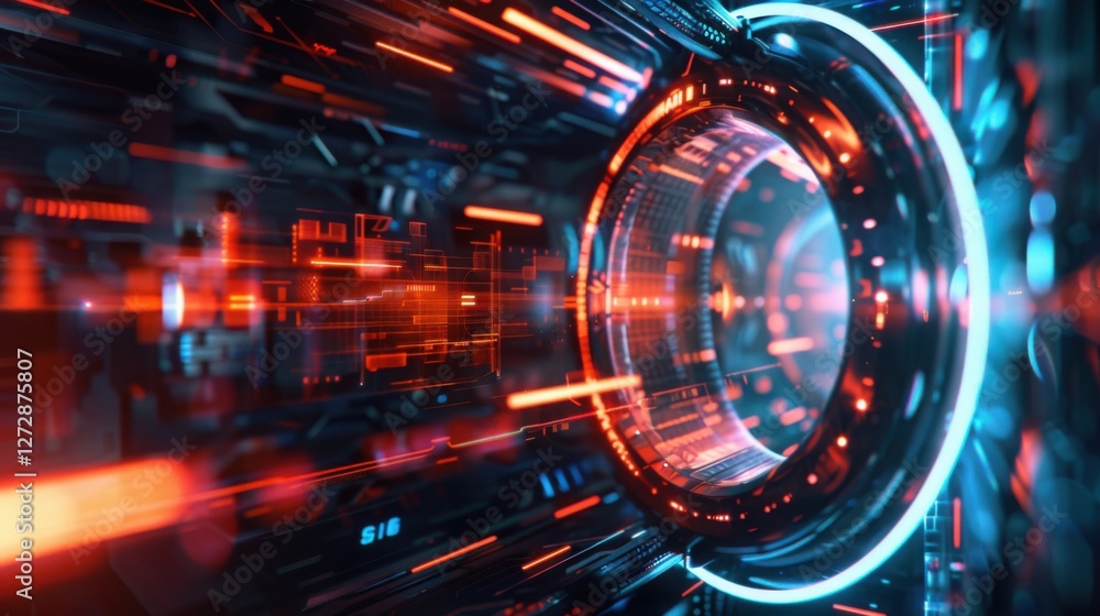 Obraz premium A cyber security-themed background featuring a glowing digital shield. IT security visuals.