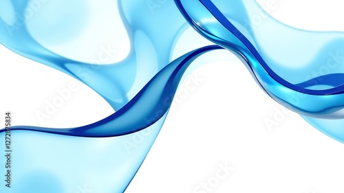 Azure Geometric Flow Forms - Minimalist Digital Art