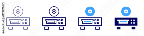 Dvd player icon in 4 different styles. Thin Line, Line, Bold Line, Duotone. Duotone style. Editable stroke