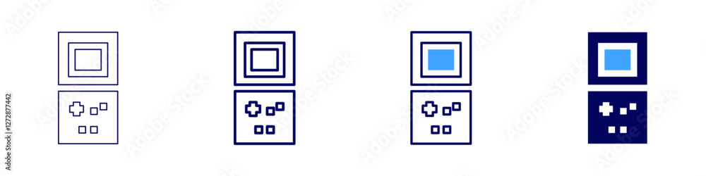 Handheld console icon in 4 different styles. Thin Line, Line, Bold Line, Duotone. Duotone style. Editable stroke Handheld console icon in 4 different styles. Thin Line, Line, Bold Line, Duotone. Duotone style. Editable stroke