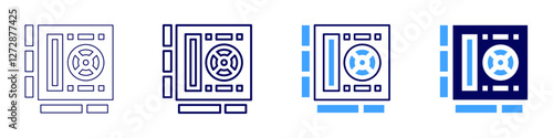 Graphics card icon in 4 different styles. Thin Line, Line, Bold Line, Duotone. Duotone style. Editable stroke
