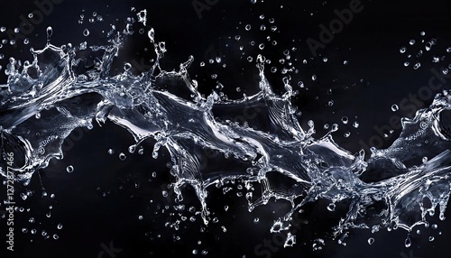 Water splash on black background
