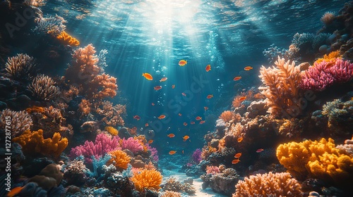 Fototapeta Naklejka Na Ścianę i Meble -  dive into a world of wonder with ultra realistic 4k backgrounds that showcase the breathtaking beauty of coral reefs the scene unveils an underwater paradise coral reef,fishes