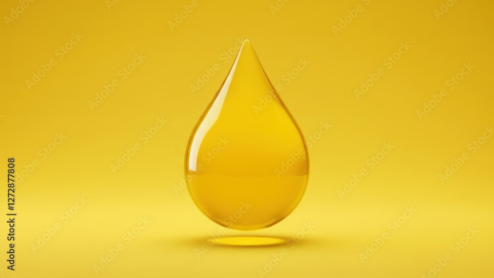 Fototapeta premium A single yellow droplet on a bright background, symbolizing purity.