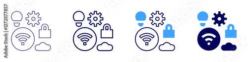 Iot icon in 4 different styles. Thin Line, Line, Bold Line, Duotone. Duotone style. Editable stroke