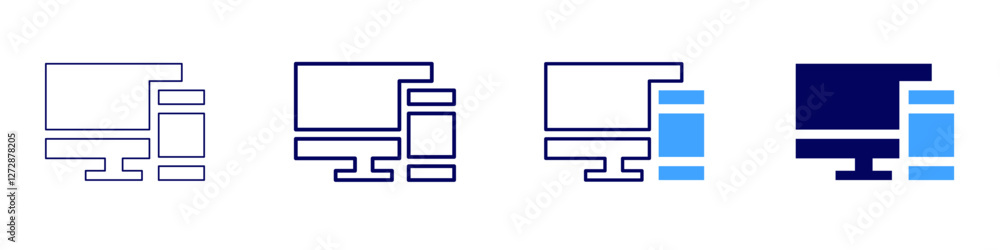 Mixed device icon in 4 different styles. Thin Line, Line, Bold Line, Duotone. Duotone style. Editable stroke Mixed device icon in 4 different styles. Thin Line, Line, Bold Line, Duotone. Duotone style. Editable stroke