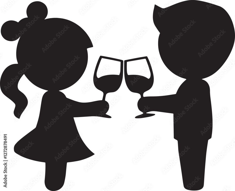 girl and boy icon silhouette vector design