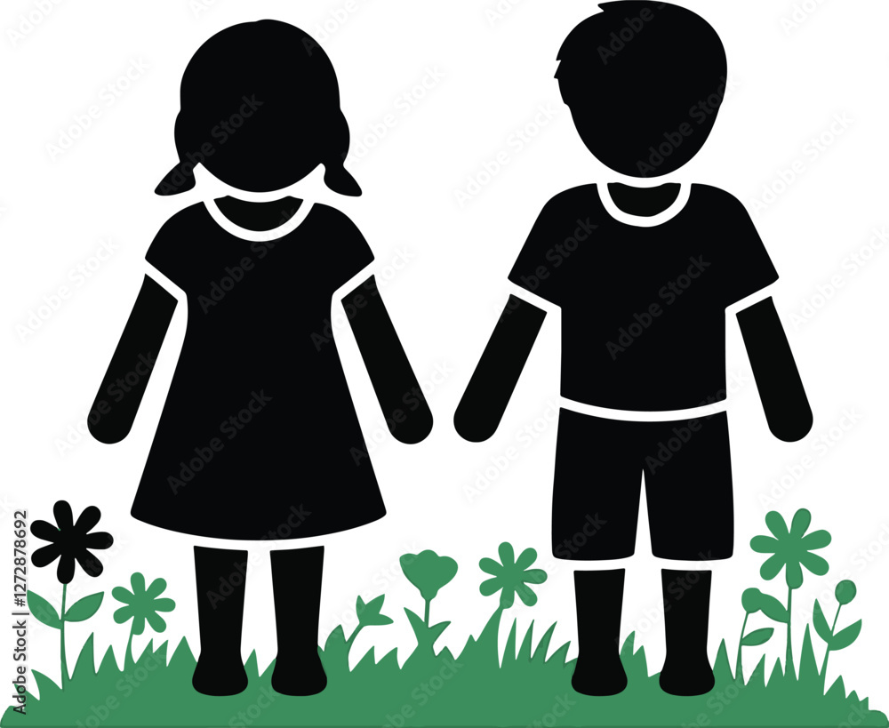 Fototapeta premium girl and boy icon silhouette vector design