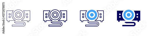 Projector device icon in 4 different styles. Thin Line, Line, Bold Line, Duotone. Duotone style. Editable stroke
