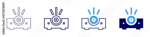 Projector icon in 4 different styles. Thin Line, Line, Bold Line, Duotone. Duotone style. Editable stroke