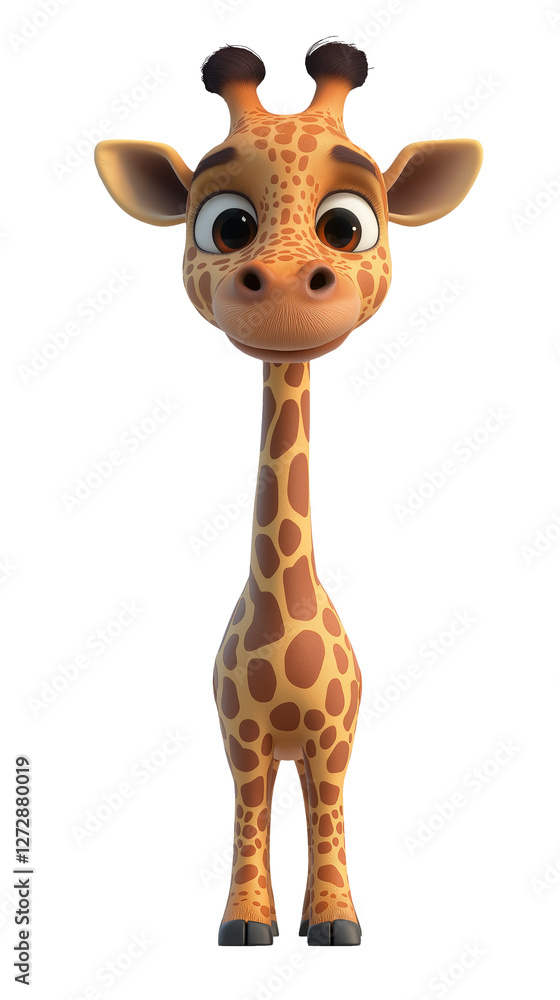 Obraz premium cartoon character giraffe isolated on transparent white background, png.