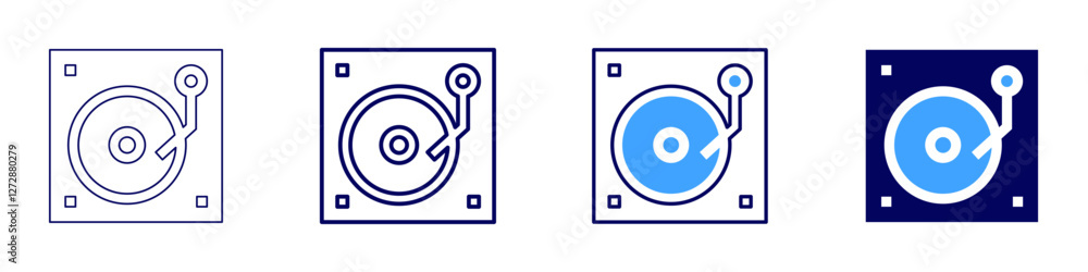 Vinyl record device icon in 4 different styles. Thin Line, Line, Bold Line, Duotone. Duotone style. Editable stroke Vinyl record device icon in 4 different styles. Thin Line, Line, Bold Line, Duotone. Duotone style. Editable stroke