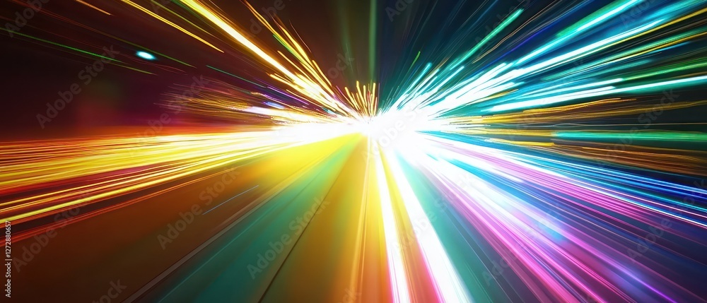 Obraz premium Colorful light trails creating dynamic motion effect