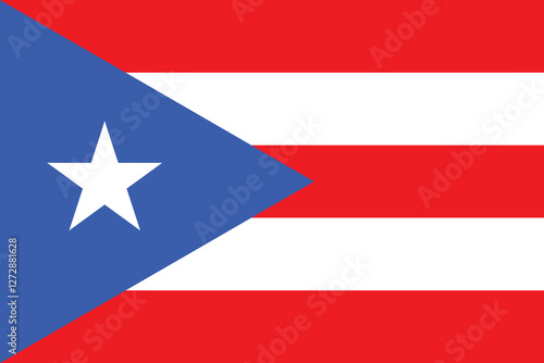 Puerto Rico flag. Flag of Puerto Rico. The official ratio. Flag icon. Standard color. Standard size. A rectangular flag. Computer illustration. Digital illustration. Vector illustration.