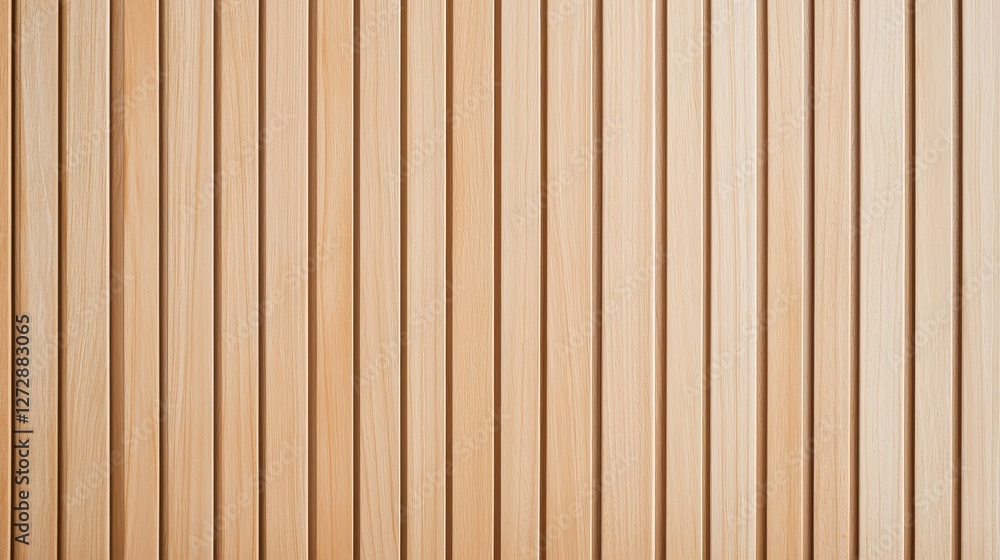 A smooth, vertical wooden panel wall featuring a natural light wood finish with evenly spaced slats. A smooth, vertical wooden panel wall featuring a natural light wood finish with evenly spaced slats.