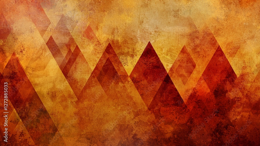 Fototapeta premium Beautiful geometric pattern with warm colors and mountain shapes in a captivating artwork