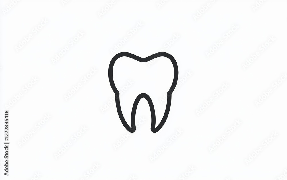 Simple outline of a tooth symbol used for dental health awareness and education purposes Simple outline of a tooth symbol used for dental health awareness and education purposes